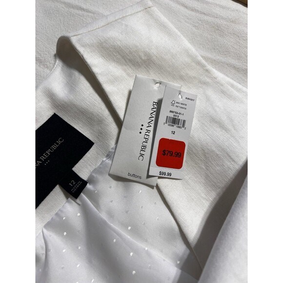 Banana Republic White Linen Cotton Vest Tailored Lined 12 - Picture 3 of 13